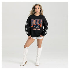 Denver Broncos Gameday Couture Women's Pure Victory Rhinestud Star-Sleeve Pullover Sweatshirt - Black on sale
