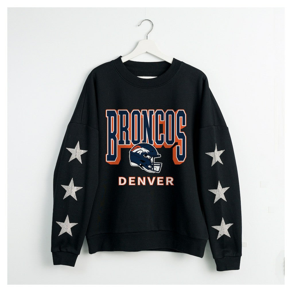 Denver Broncos Gameday Couture Women's Pure Victory Rhinestud Star-Sleeve Pullover Sweatshirt - Black on sale