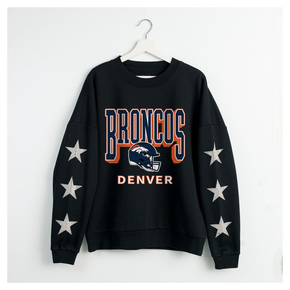 Denver Broncos Gameday Couture Women's Pure Victory Rhinestud Star-Sleeve Pullover Sweatshirt - Black on sale