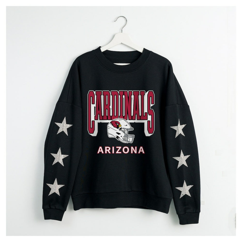 Arizona Cardinals Gameday Couture Women's Pure Victory Rhinestud Star-Sleeve Pullover Sweatshirt - Black online