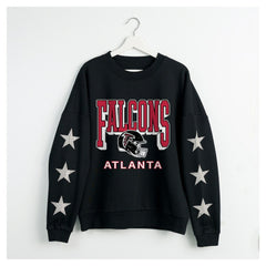 Atlanta Falcons Gameday Couture Women's Pure Victory Rhinestud Star-Sleeve Pullover Sweatshirt - Black sale