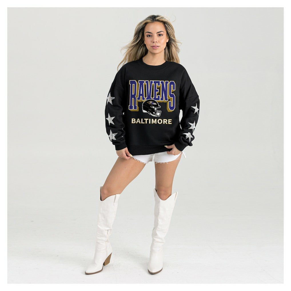 Baltimore Ravens Gameday Couture Women's Pure Victory Rhinestud Star-Sleeve Pullover Sweatshirt - Black online