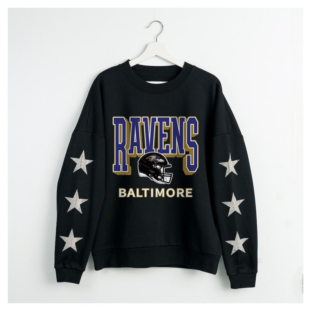 Baltimore Ravens Gameday Couture Women's Pure Victory Rhinestud Star-Sleeve Pullover Sweatshirt - Black online