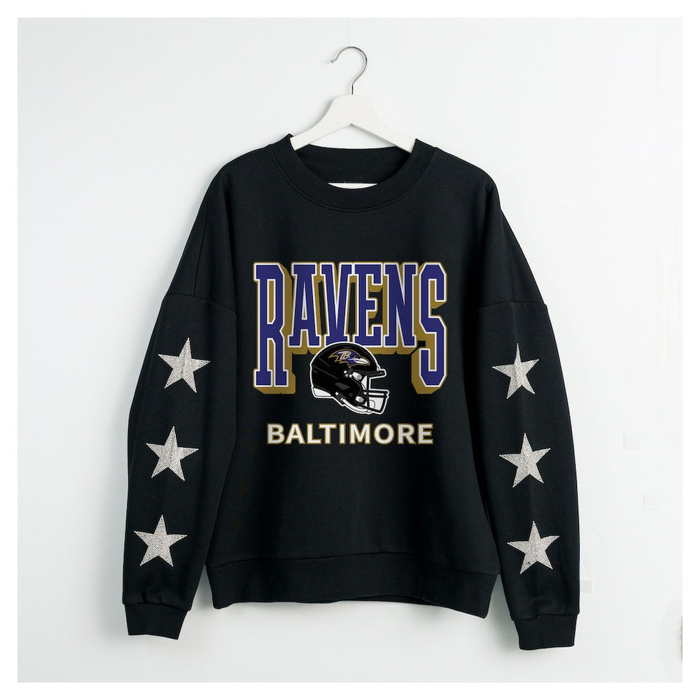 Baltimore Ravens Gameday Couture Women's Pure Victory Rhinestud Star-Sleeve Pullover Sweatshirt - Black online