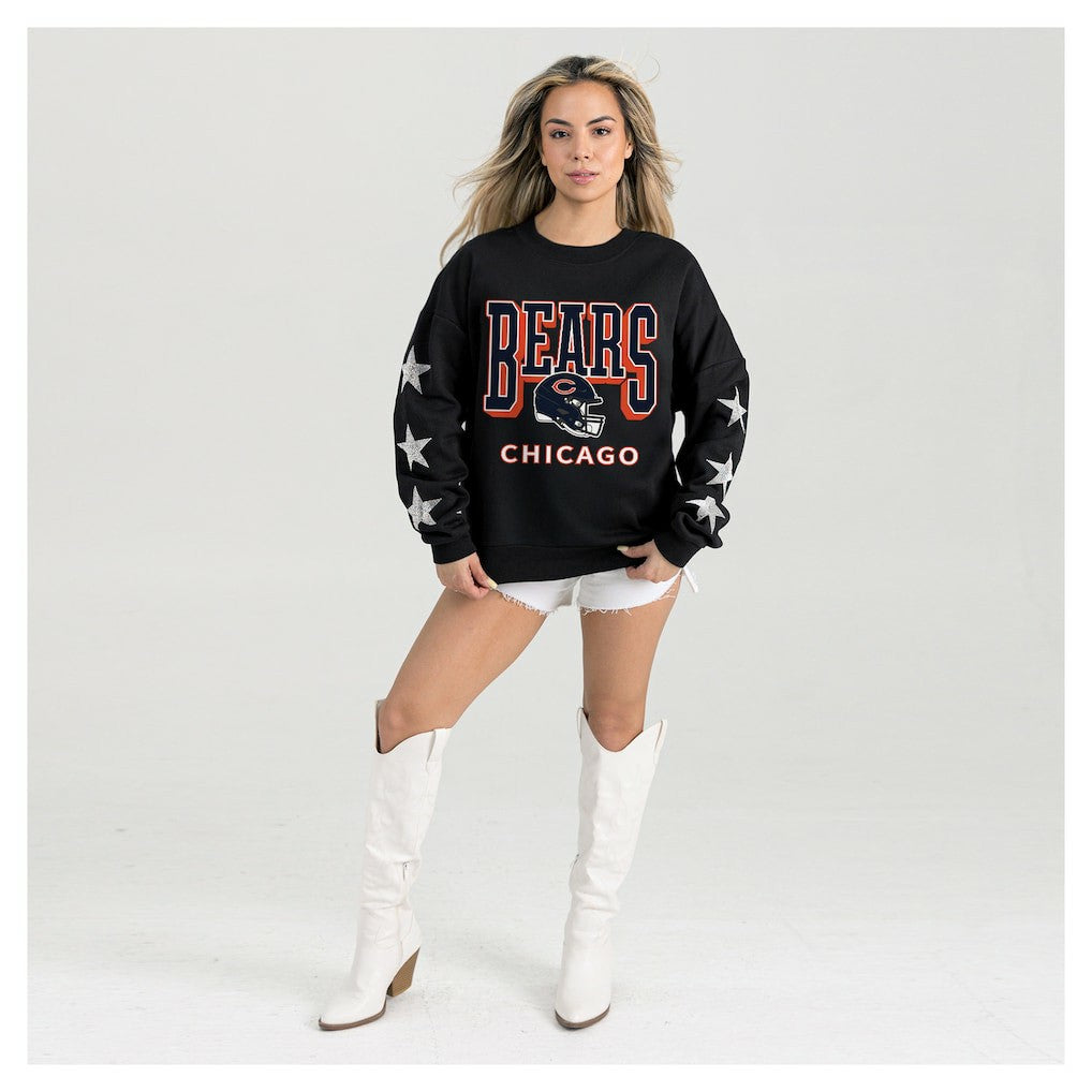 Chicago Bears Gameday Couture Women's Pure Victory Rhinestud Star-Sleeve Pullover Sweatshirt - Black outlet