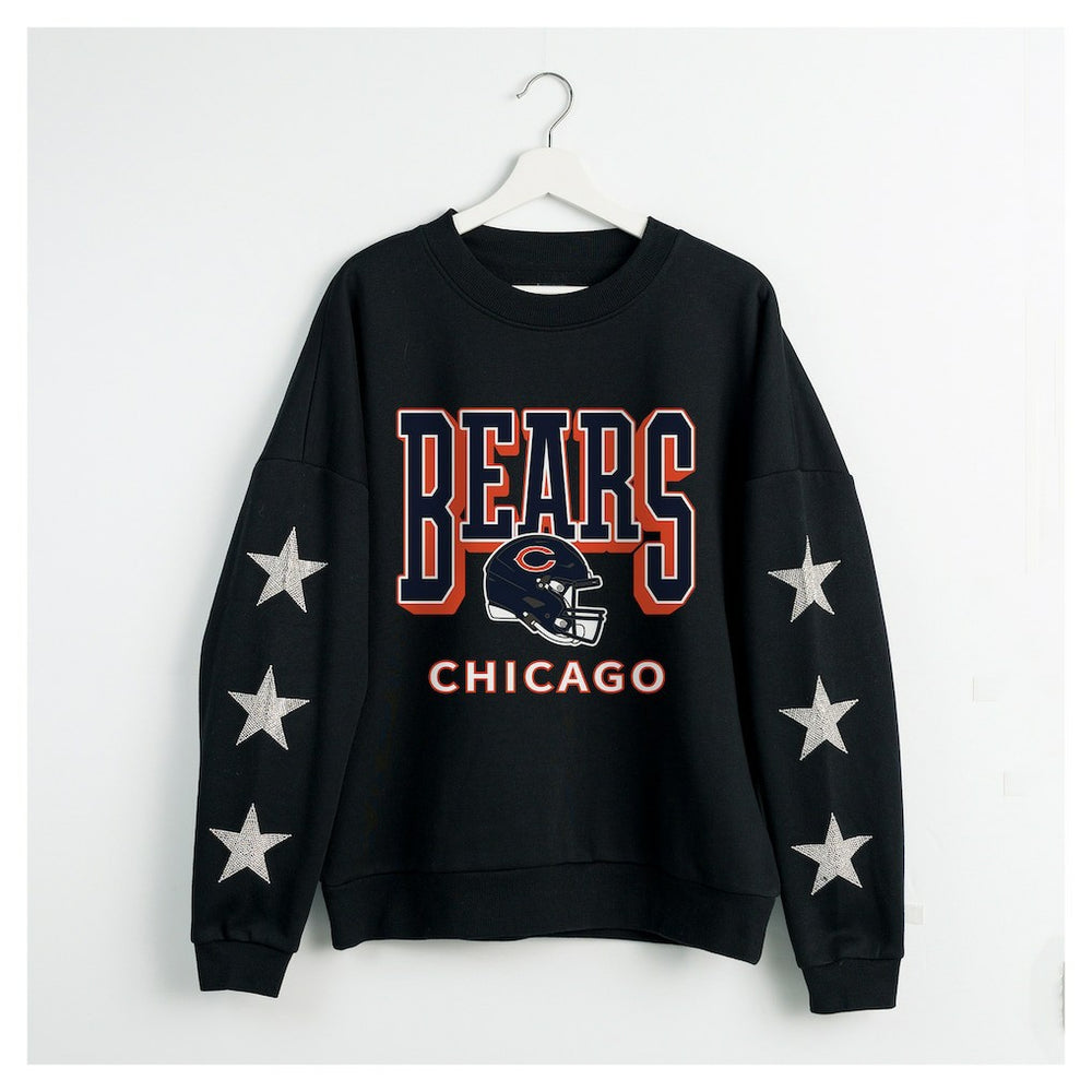 Chicago Bears Gameday Couture Women's Pure Victory Rhinestud Star-Sleeve Pullover Sweatshirt - Black outlet