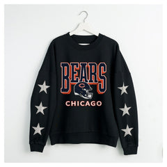 Chicago Bears Gameday Couture Women's Pure Victory Rhinestud Star-Sleeve Pullover Sweatshirt - Black outlet