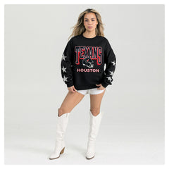 Houston Texans Gameday Couture Women's Pure Victory Rhinestud Star-Sleeve Pullover Sweatshirt - Black on sale