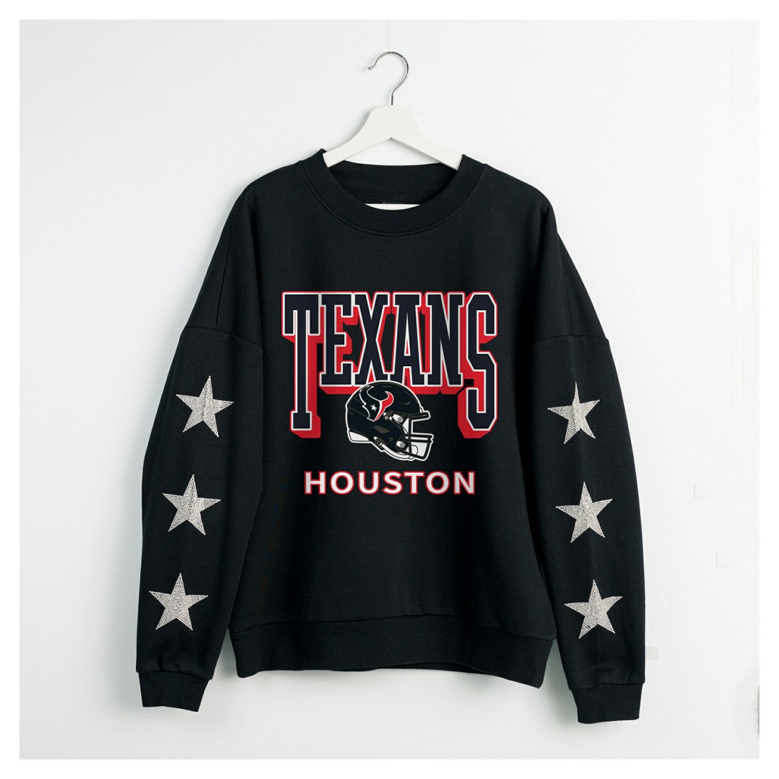 Houston Texans Gameday Couture Women's Pure Victory Rhinestud Star-Sleeve Pullover Sweatshirt - Black on sale