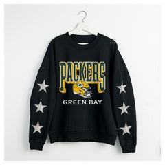 Green Bay Packers Gameday Couture Women's Pure Victory Rhinestud Star-Sleeve Pullover Sweatshirt - Black online