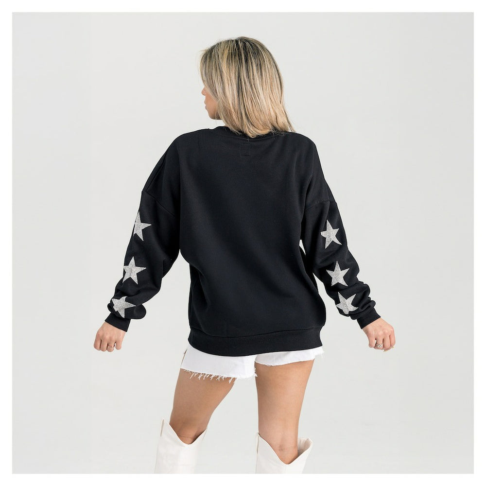 Indianapolis Colts Gameday Couture Women's Pure Victory Rhinestud Star-Sleeve Pullover Sweatshirt - Black outlet