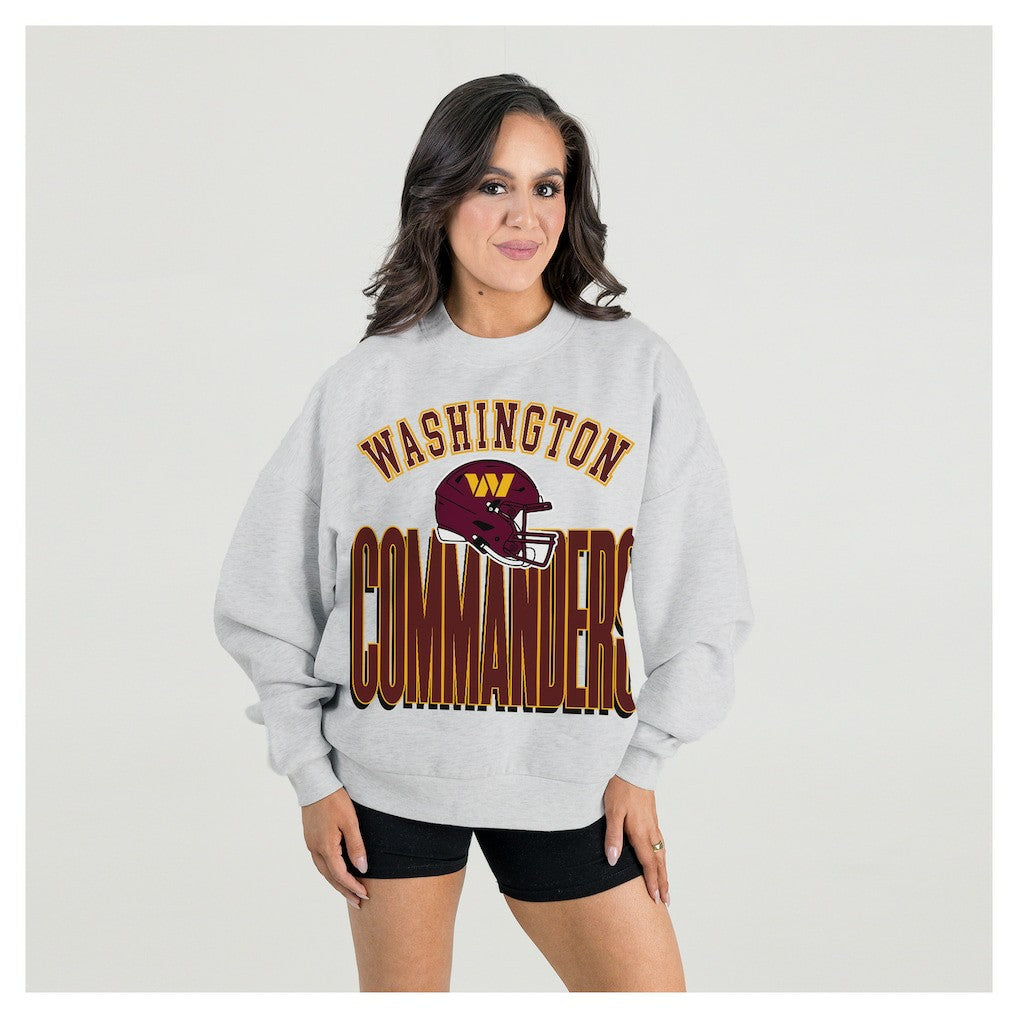Washington Commanders Gameday Couture Women's Fierce Focus Premium Oversized Fleece Pullover Sweatshirt - Ash on sale
