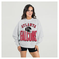 Atlanta Falcons Gameday Couture Women's Fierce Focus Premium Oversized Fleece Pullover Sweatshirt - Ash discount