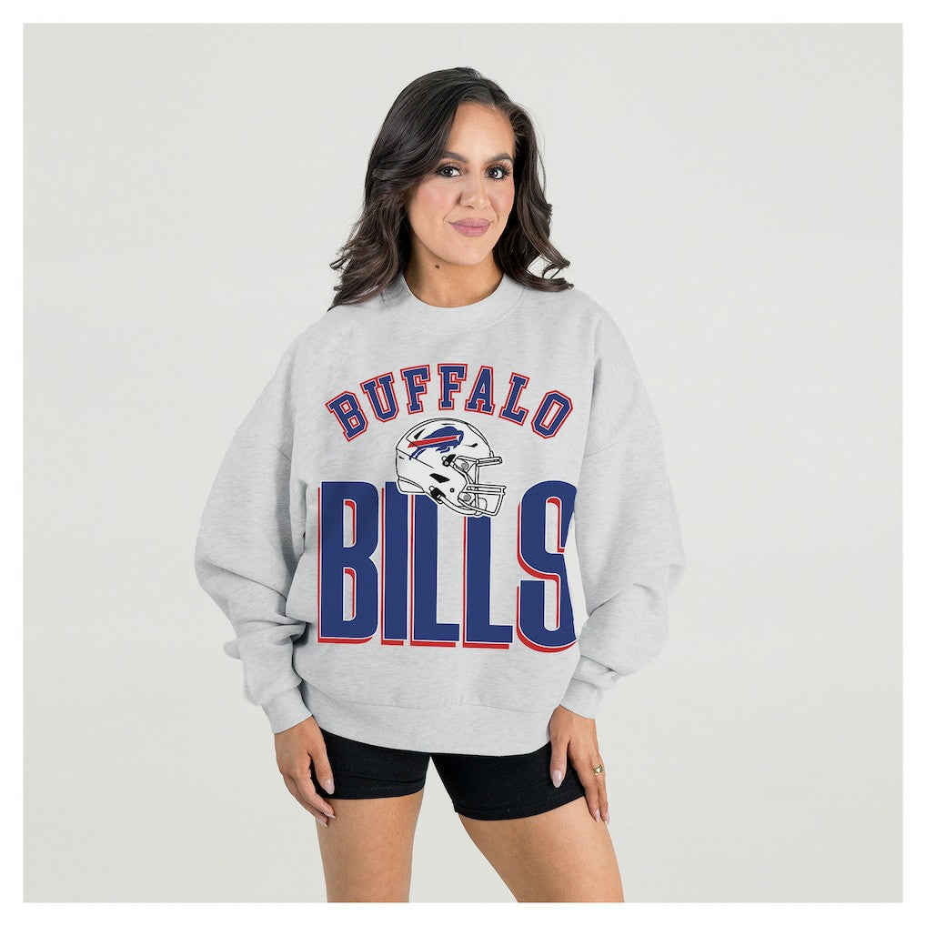 Buffalo Bills Gameday Couture Women's Fierce Focus Premium Oversized Fleece Pullover Sweatshirt - Ash discount