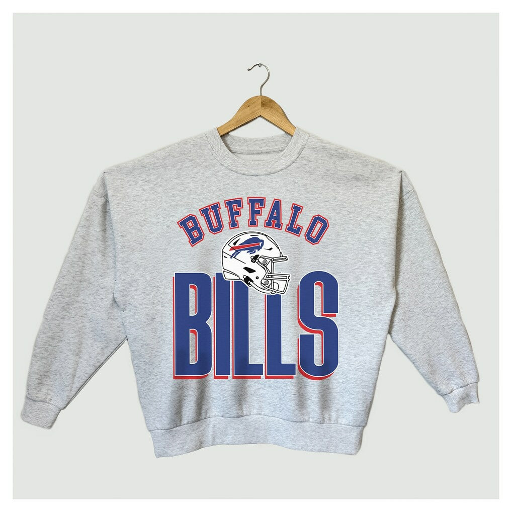 Buffalo Bills Gameday Couture Women's Fierce Focus Premium Oversized Fleece Pullover Sweatshirt - Ash discount
