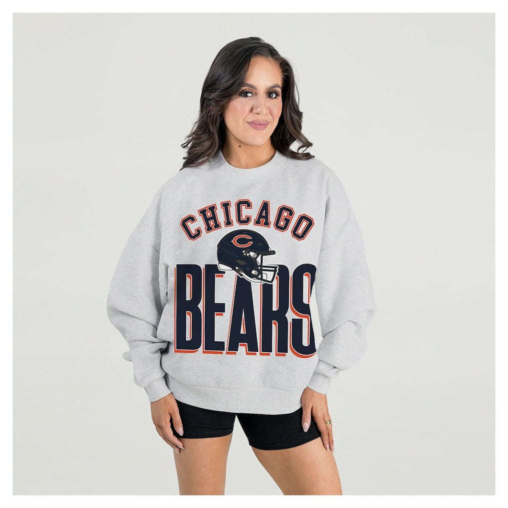 Chicago Bears Gameday Couture Women's Fierce Focus Premium Oversized Fleece Pullover Sweatshirt - Ash online