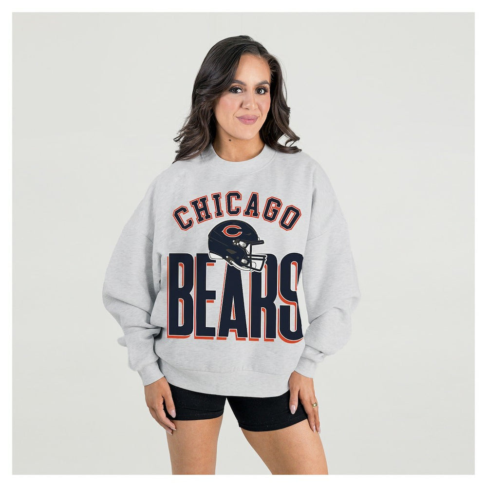 Chicago Bears Gameday Couture Women's Fierce Focus Premium Oversized Fleece Pullover Sweatshirt - Ash online