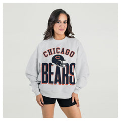 Chicago Bears Gameday Couture Women's Fierce Focus Premium Oversized Fleece Pullover Sweatshirt - Ash online