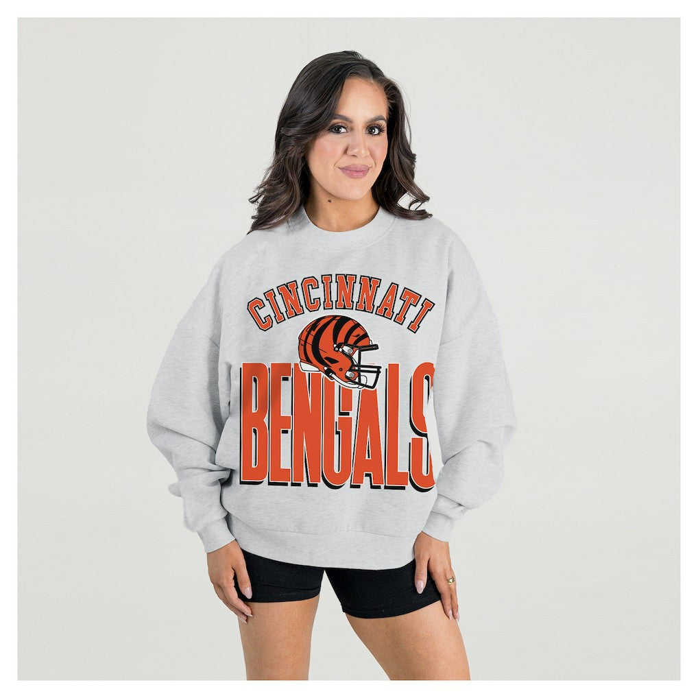 Cincinnati Bengals Gameday Couture Women's Fierce Focus Premium Oversized Fleece Pullover Sweatshirt - Ash outlet