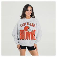 Cleveland Browns Gameday Couture Women's Fierce Focus Premium Oversized Fleece Pullover Sweatshirt - Ash cheap