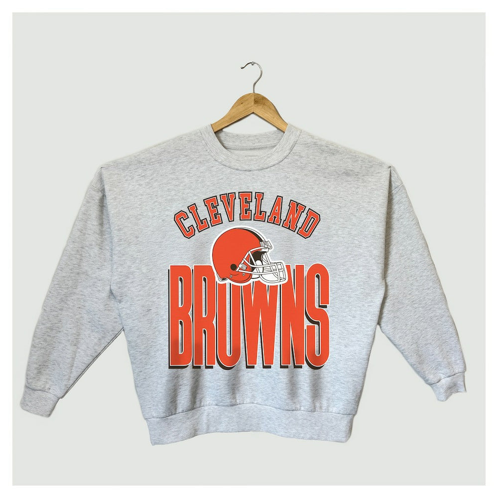 Cleveland Browns Gameday Couture Women's Fierce Focus Premium Oversized Fleece Pullover Sweatshirt - Ash cheap