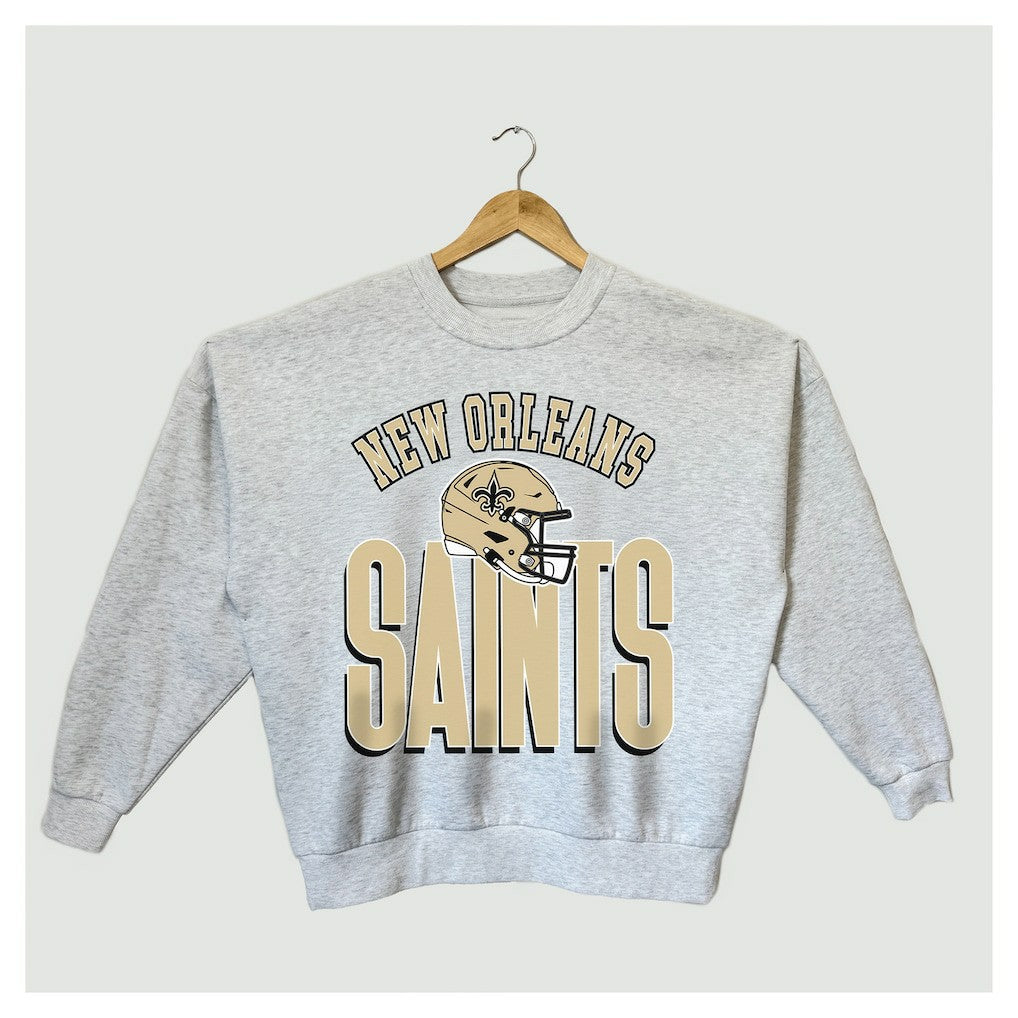 New Orleans Saints Gameday Couture Women's Fierce Focus Premium Oversized Fleece Pullover Sweatshirt - Ash outlet