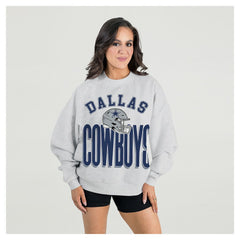Dallas Cowboys Gameday Couture Women's Fierce Focus Premium Oversized Fleece Pullover Sweatshirt - Ash outlet