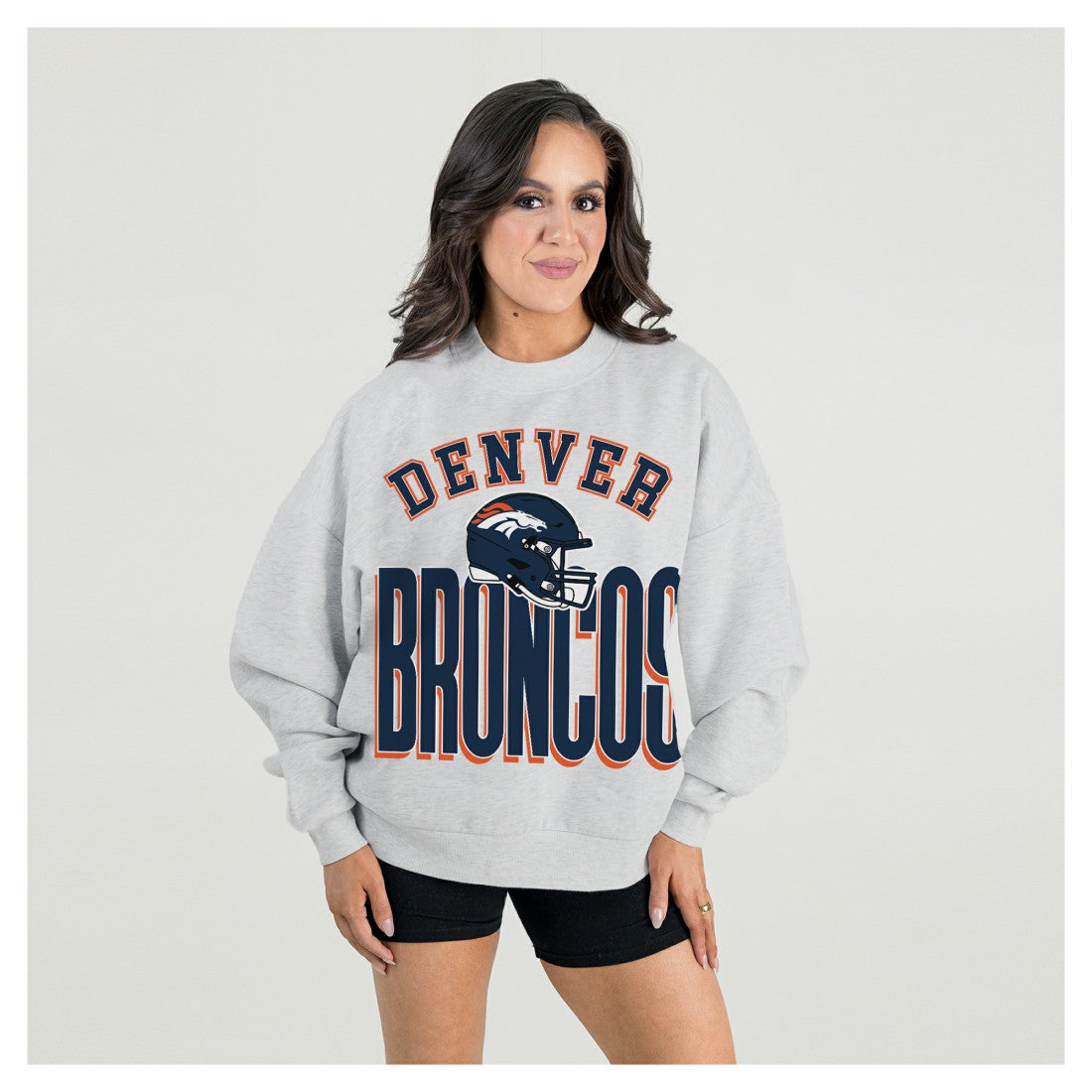 Denver Broncos Gameday Couture Women's Fierce Focus Premium Oversized Fleece Pullover Sweatshirt - Ash online