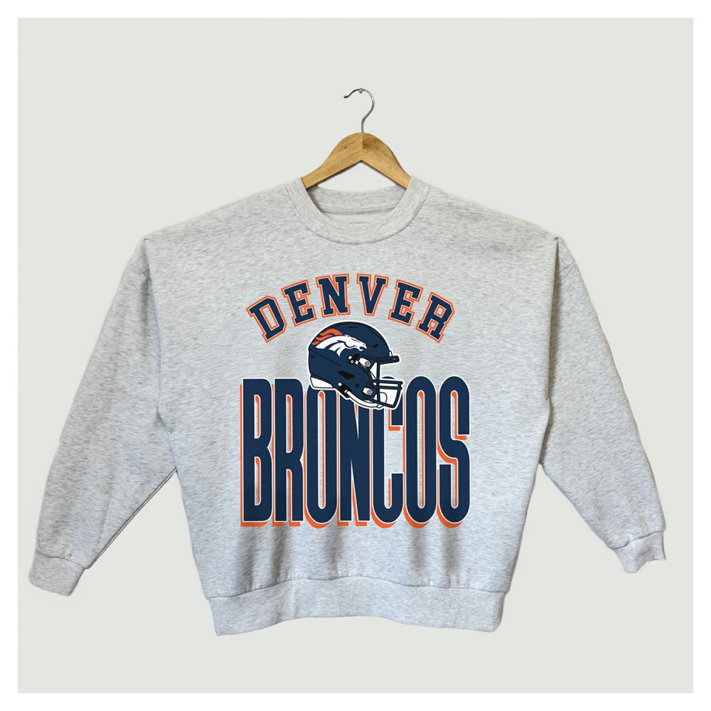 Denver Broncos Gameday Couture Women's Fierce Focus Premium Oversized Fleece Pullover Sweatshirt - Ash online