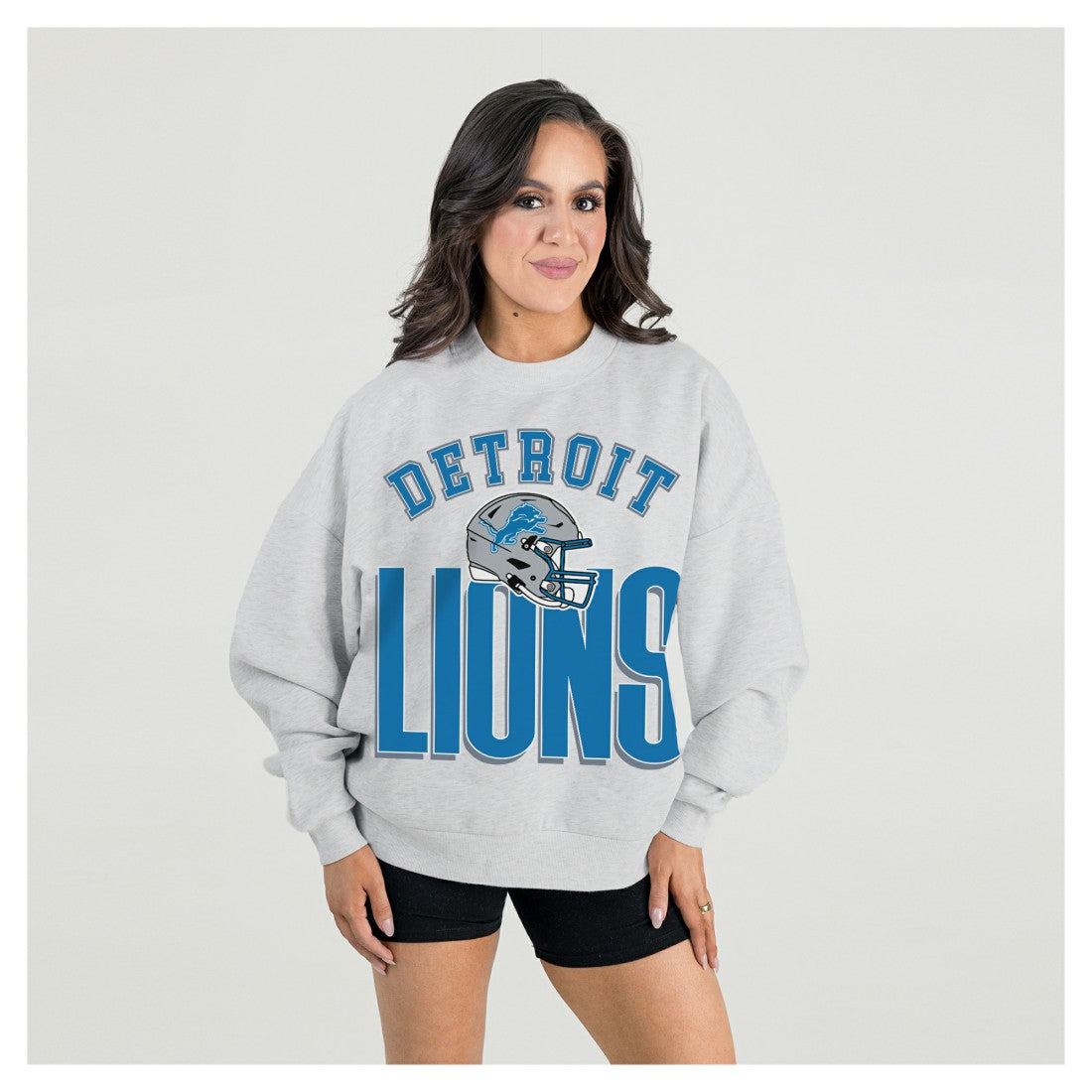 Detroit Lions Gameday Couture Women's Fierce Focus Premium Oversized Fleece Pullover Sweatshirt - Ash cheap