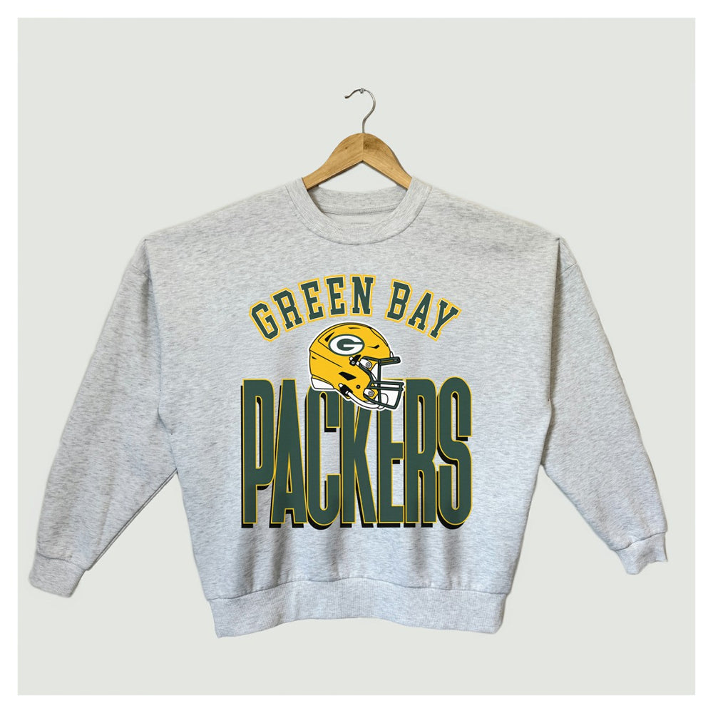 Green Bay Packers Gameday Couture Women's Fierce Focus Premium Oversized Fleece Pullover Sweatshirt - Ash outlet