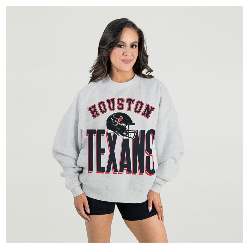 Houston Texans Gameday Couture Women's Fierce Focus Premium Oversized Fleece Pullover Sweatshirt - Ash on sale