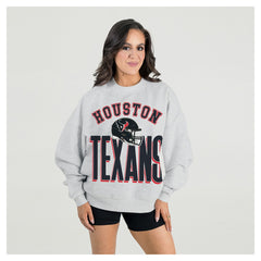 Houston Texans Gameday Couture Women's Fierce Focus Premium Oversized Fleece Pullover Sweatshirt - Ash on sale