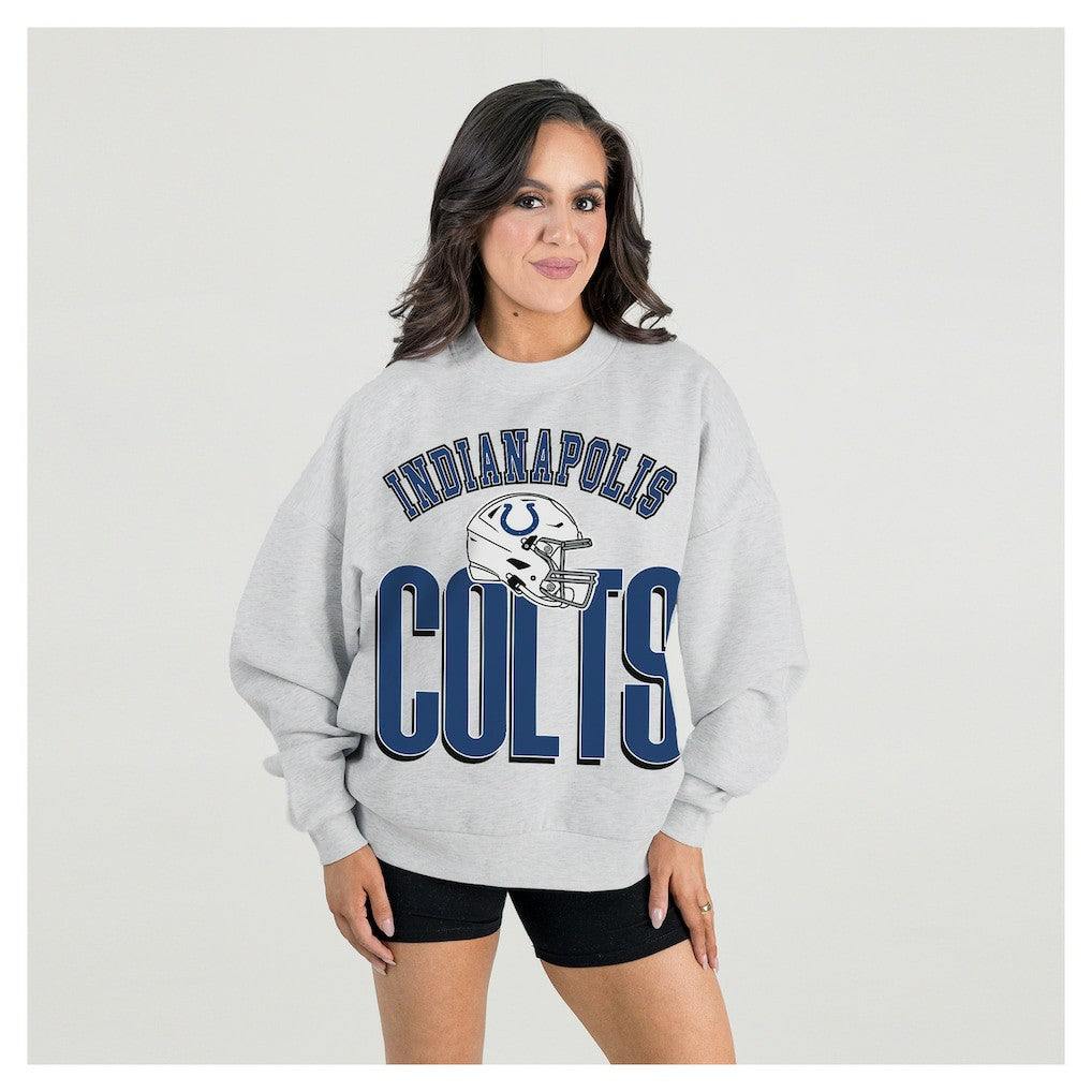 Indianapolis Colts Gameday Couture Women's Fierce Focus Premium Oversized Fleece Pullover Sweatshirt - Ash discount