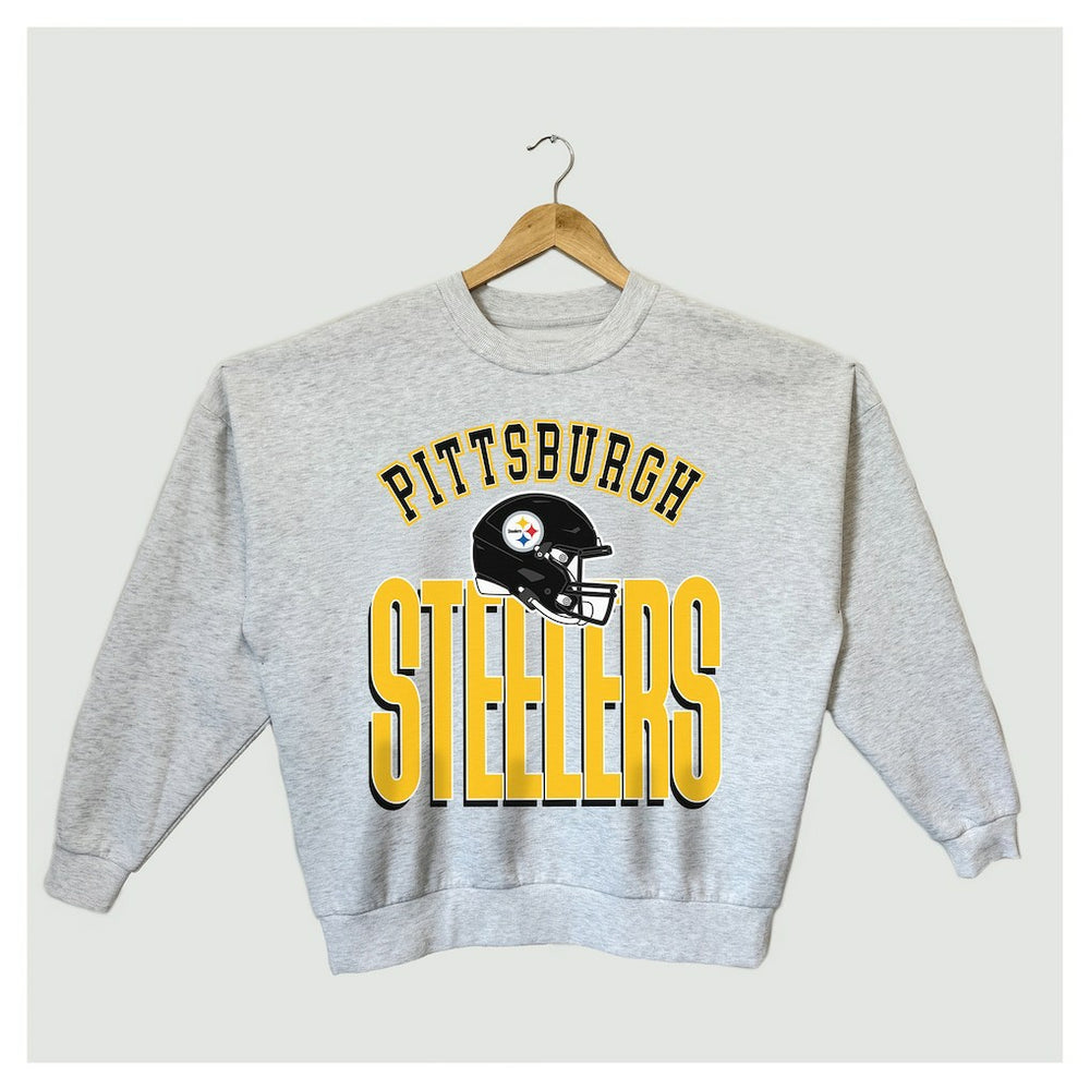 Pittsburgh Steelers Gameday Couture Women's Fierce Focus Premium Oversized Fleece Pullover Sweatshirt - Ash on sale
