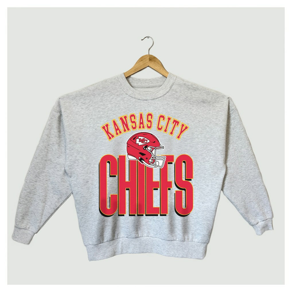 Kansas City Chiefs Gameday Couture Women's Fierce Focus Premium Oversized Fleece Pullover Sweatshirt - Ash online