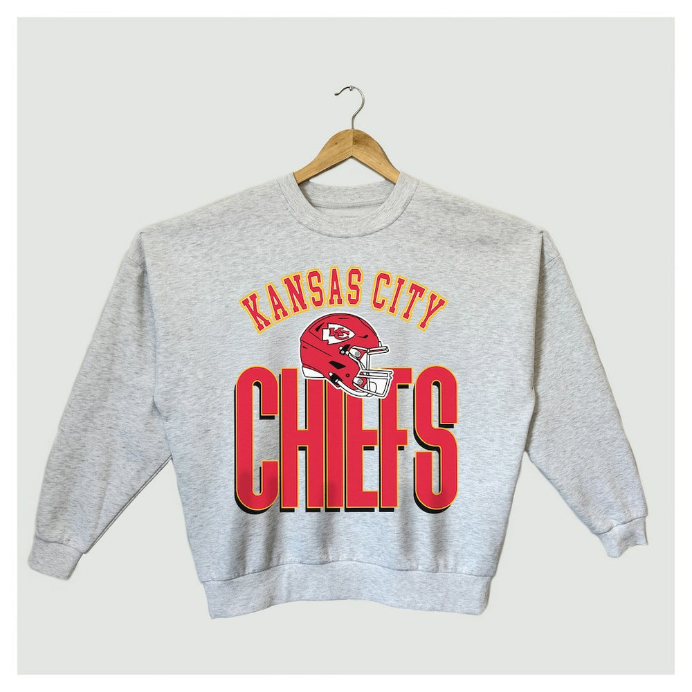 Kansas City Chiefs Gameday Couture Women's Fierce Focus Premium Oversized Fleece Pullover Sweatshirt - Ash online