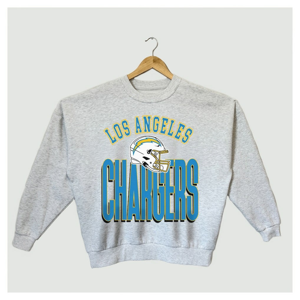 Los Angeles Chargers Gameday Couture Women's Fierce Focus Premium Oversized Fleece Pullover Sweatshirt - Ash discount