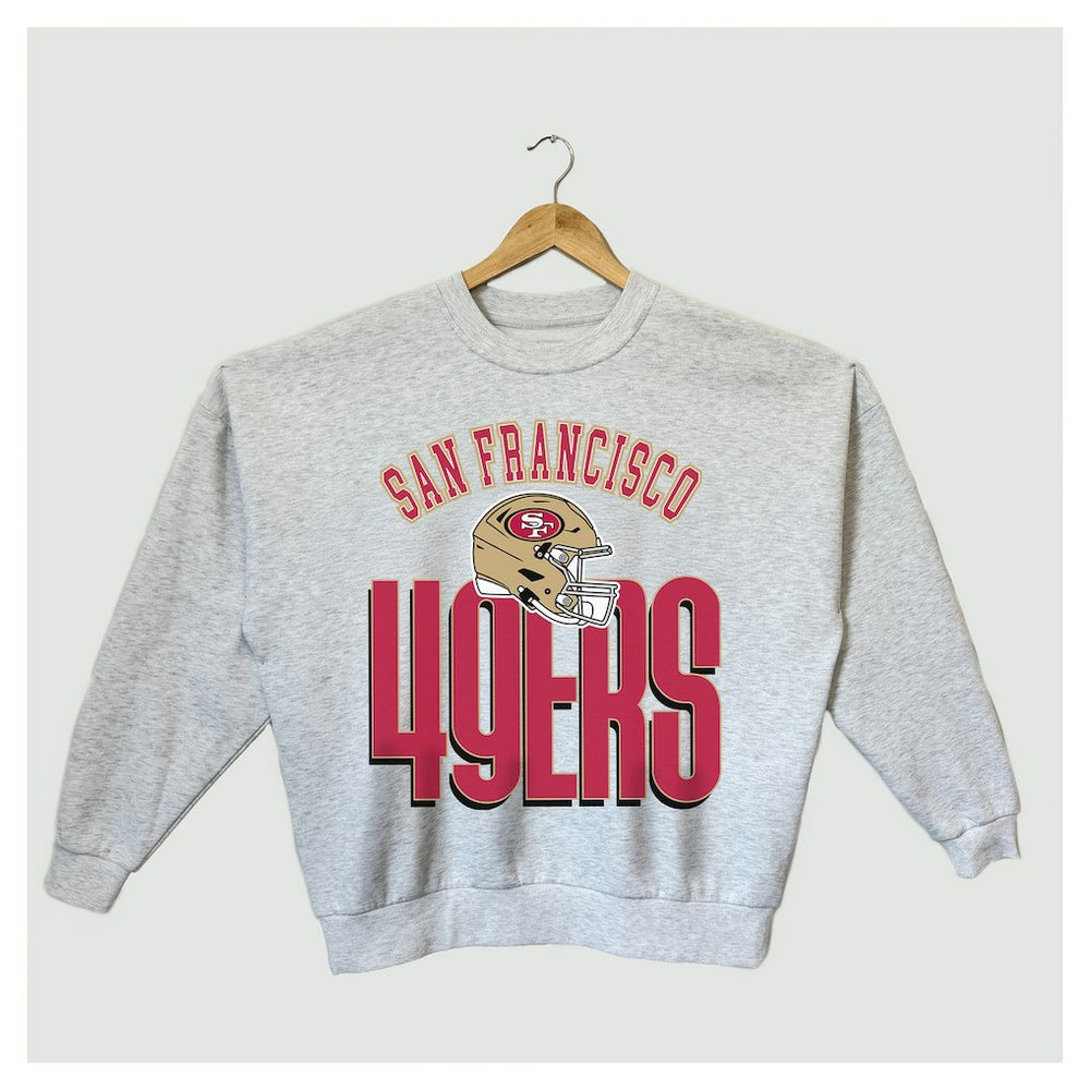 San Francisco 49ers Gameday Couture Women's Fierce Focus Premium Oversized Fleece Pullover Sweatshirt - Ash for sale
