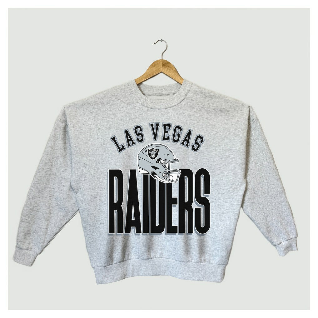 Las Vegas Raiders Gameday Couture Women's Fierce Focus Premium Oversized Fleece Pullover Sweatshirt - Ash on sale