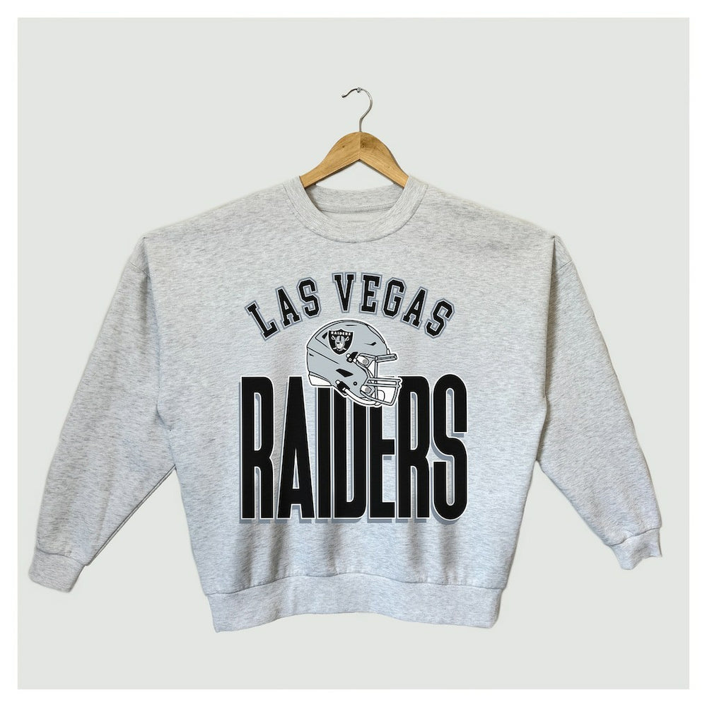 Las Vegas Raiders Gameday Couture Women's Fierce Focus Premium Oversized Fleece Pullover Sweatshirt - Ash on sale