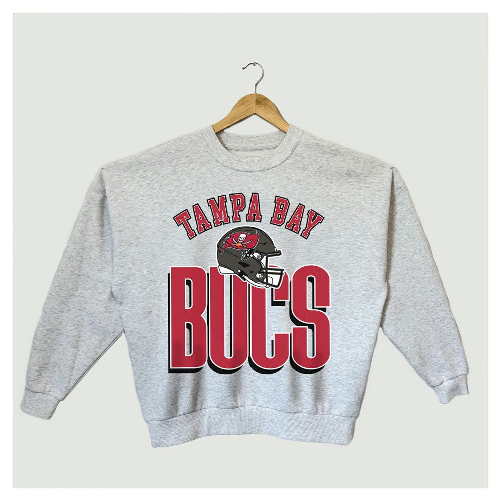 Tampa Bay Buccaneers Gameday Couture Women's Fierce Focus Premium Oversized Fleece Pullover Sweatshirt - Ash for sale