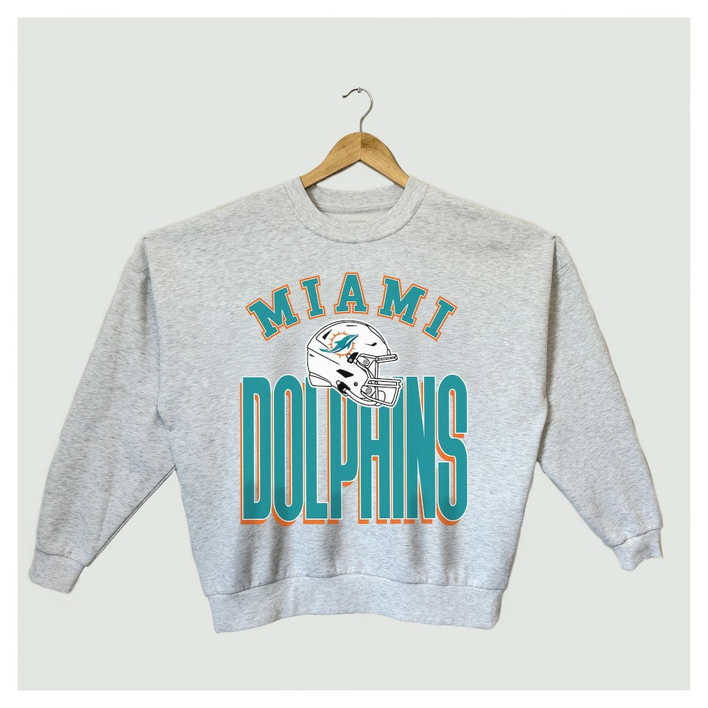 Miami Dolphins Gameday Couture Women's Fierce Focus Premium Oversized Fleece Pullover Sweatshirt - Ash cheap