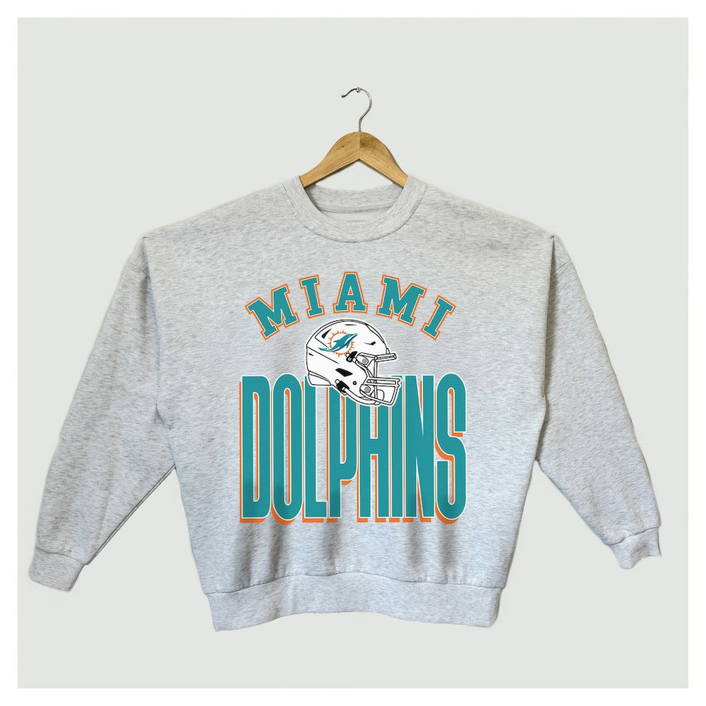 Miami Dolphins Gameday Couture Women's Fierce Focus Premium Oversized Fleece Pullover Sweatshirt - Ash cheap