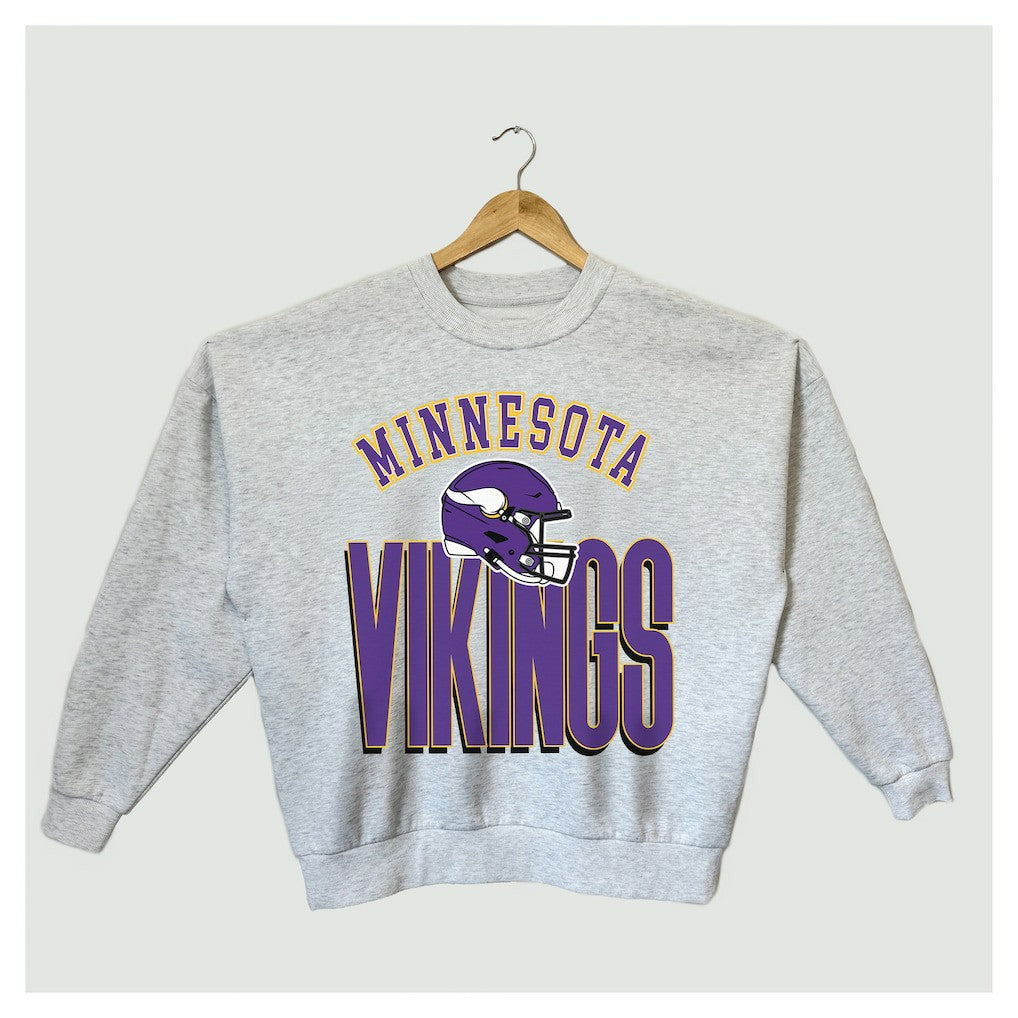 Minnesota Vikings Gameday Couture Women's Fierce Focus Premium Oversized Fleece Pullover Sweatshirt - Ash discount