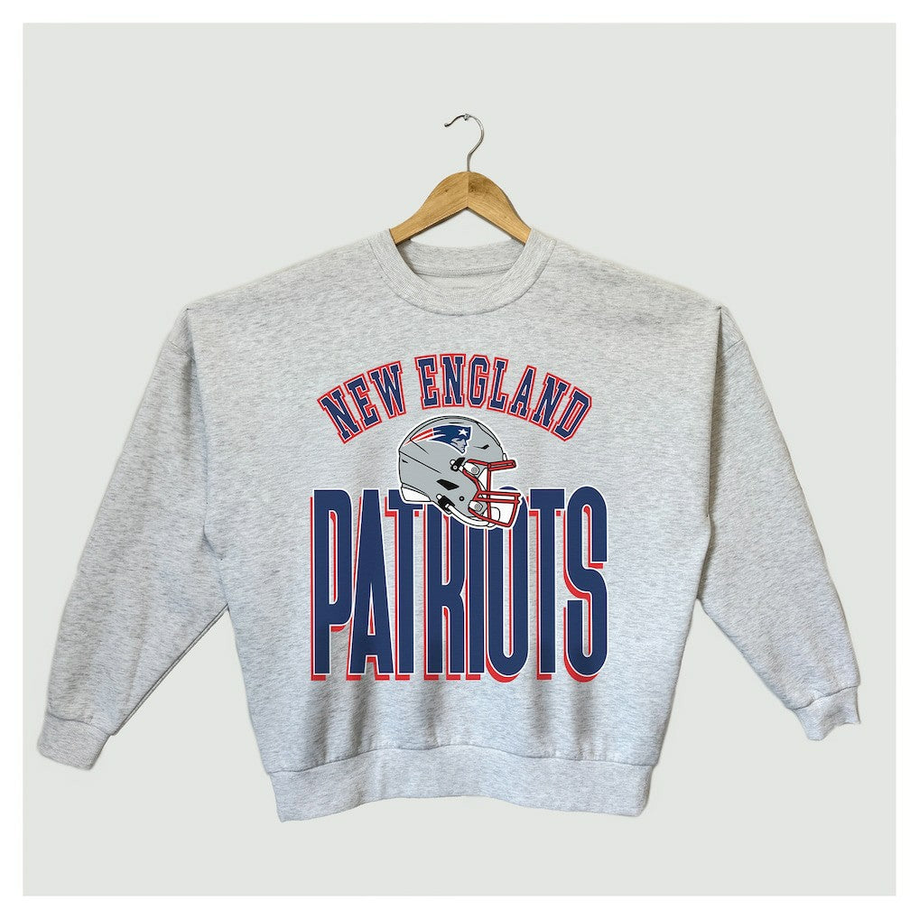 New England Patriots Gameday Couture Women's Fierce Focus Premium Oversized Fleece Pullover Sweatshirt - Ash cheap