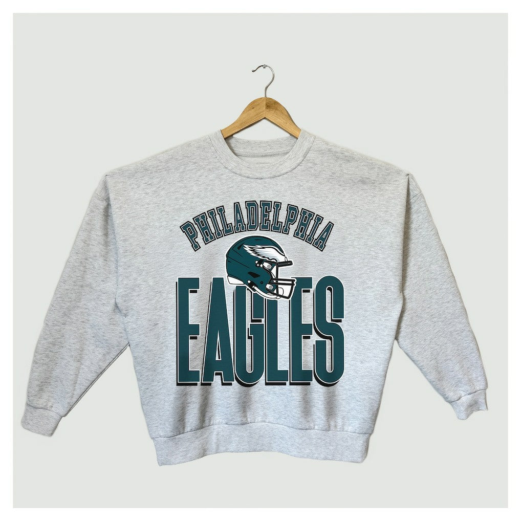 Philadelphia Eagles Gameday Couture Women's Fierce Focus Premium Oversized Fleece Pullover Sweatshirt - Ash discount