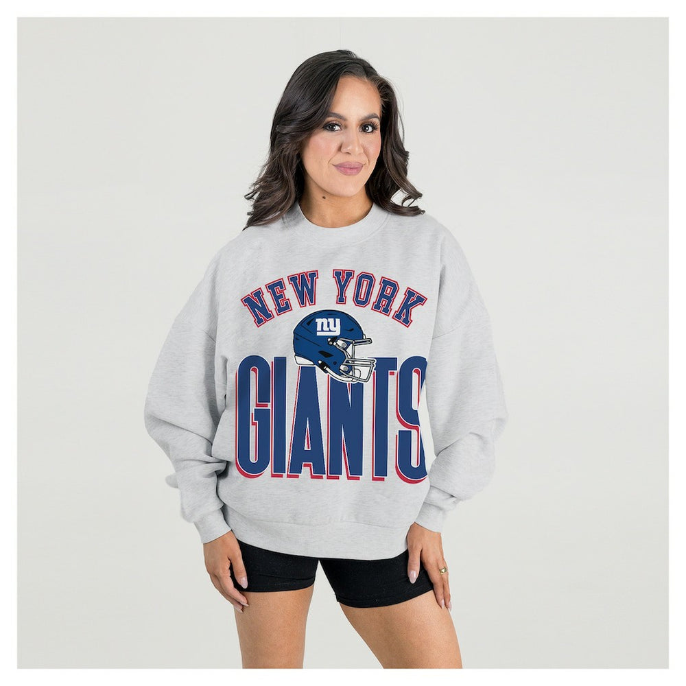 New York Giants Gameday Couture Women's Fierce Focus Premium Oversized Fleece Pullover Sweatshirt - Ash sale