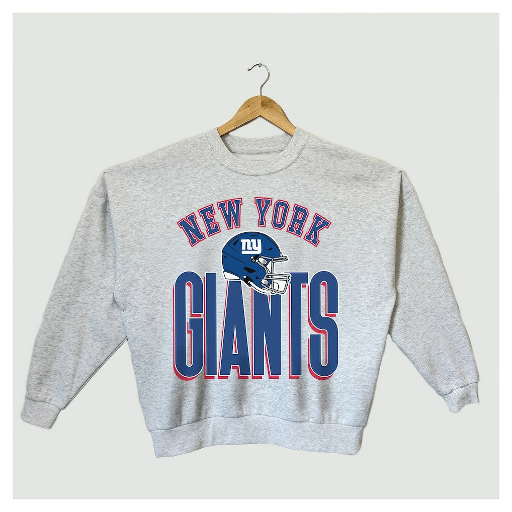 New York Giants Gameday Couture Women's Fierce Focus Premium Oversized Fleece Pullover Sweatshirt - Ash sale