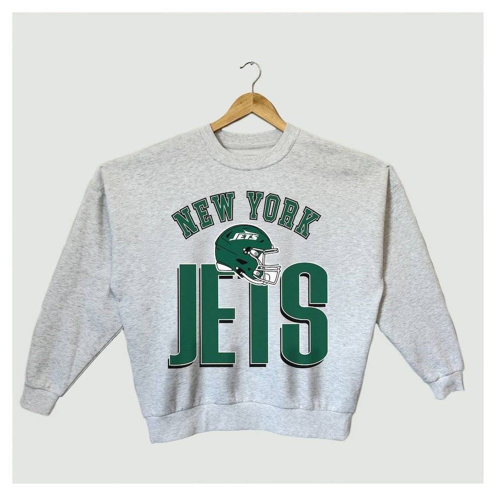 New York Jets Gameday Couture Women's Fierce Focus Premium Oversized Fleece Pullover Sweatshirt - Ash online